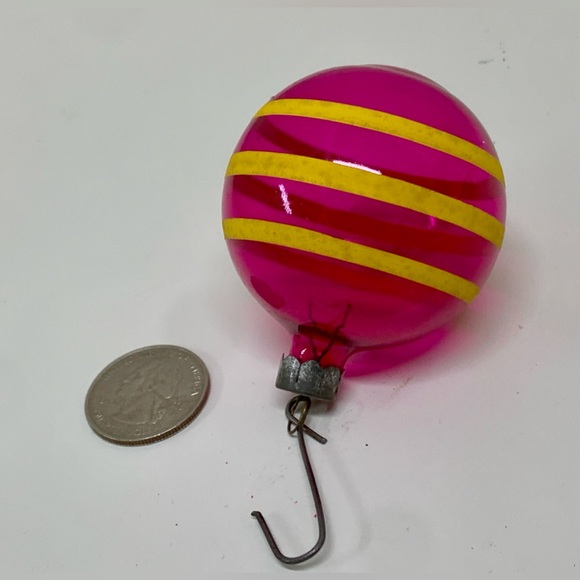 WWII Era Antique Unsilvered Striped Painted Blown Glass Christmas Tree Ornament - Picture 9 of 15